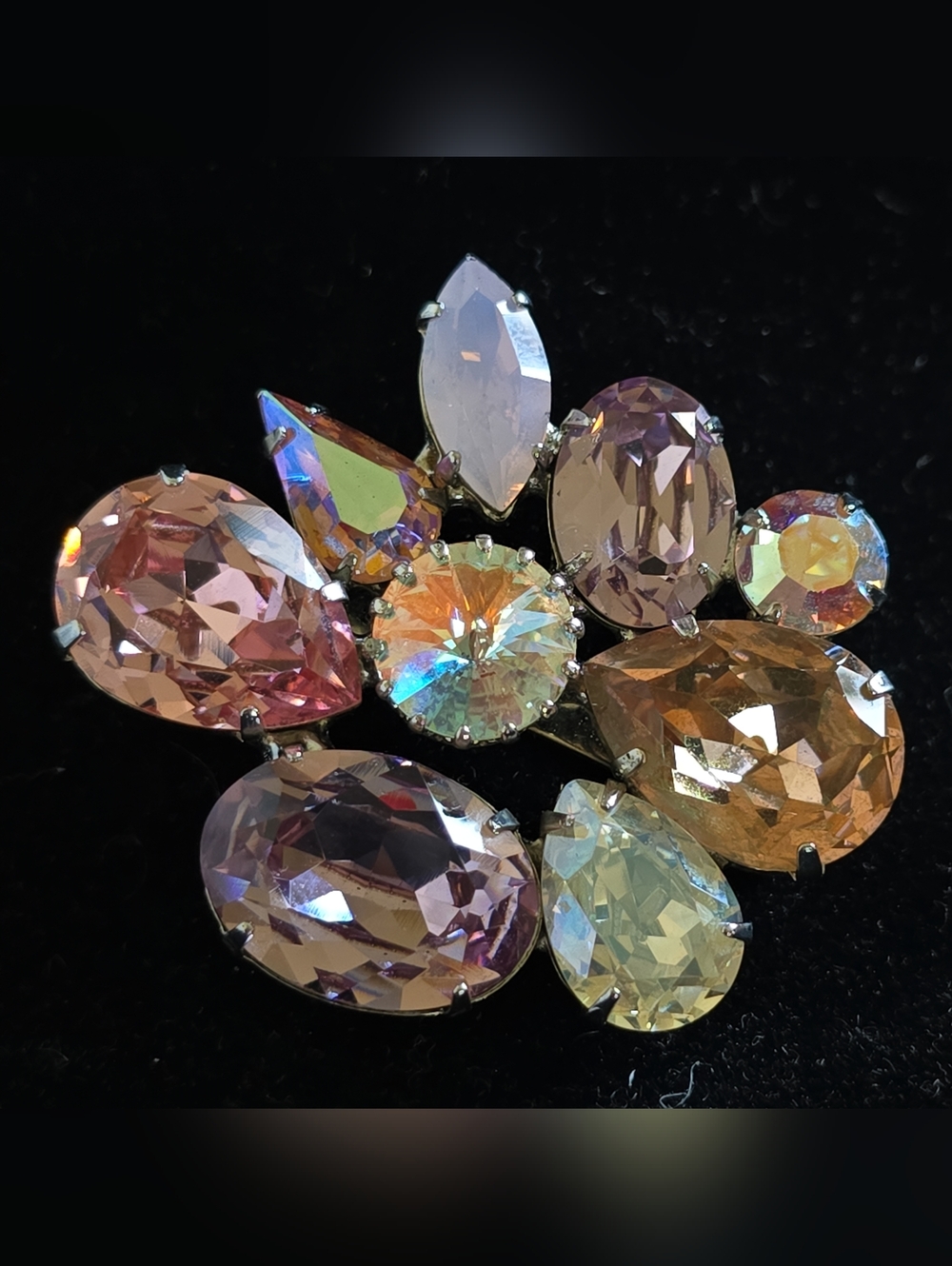 Vintage Rhinestone Pin/brooch With Multicolored Stones